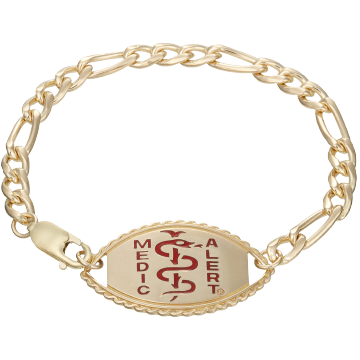 QR Code Figaro Elite Medical ID Bracelet 14k Gold, Red, large image number 1